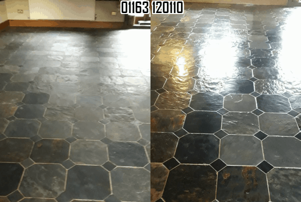 Slate tiled floor cleaning, polishing and sealing in Stoughton Leicestershire 01163 120110